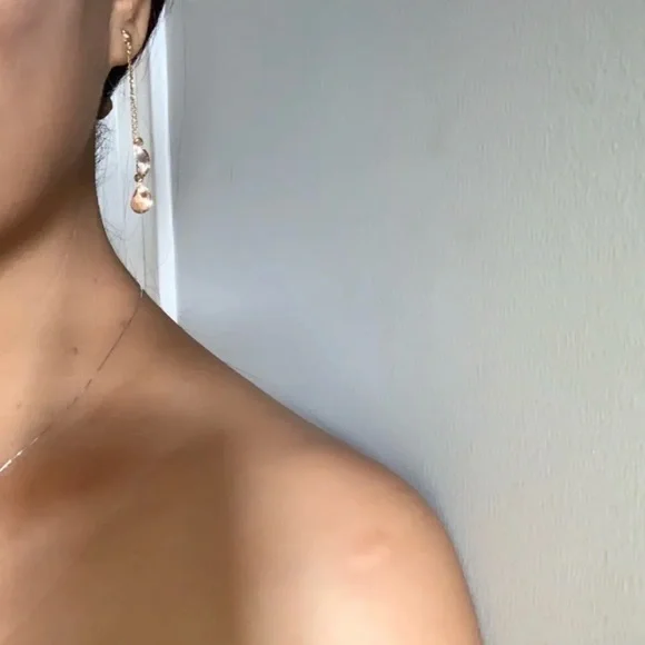 Tri-Color 14K Gold Calla Lily Dangle Earrings, Sea shell - Picture 6 of 8